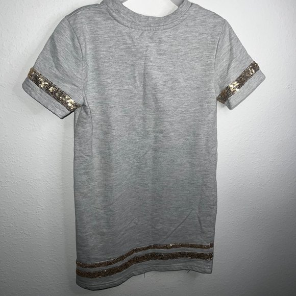 Girls' DKNY gray t-shirt dress with gold lettering and trim size small (7) - Picture 4 of 6
